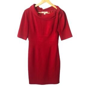 Suite 7 Holiday Party Dress Womens 4 Red Pencil Bow Career Office Professional